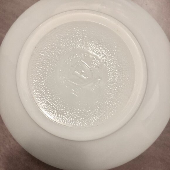 Fire King Milk Glass Bowl -  Blue Flower Design - Hard to Find - Picture 4 of 4